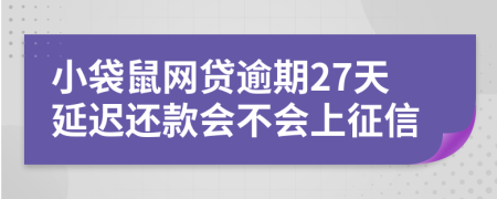 小袋鼠网贷逾期27天延迟还款会不会上征信