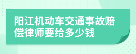 阳江机动车交通事故赔偿律师要给多少钱