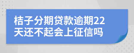 桔子分期贷款逾期22天还不起会上征信吗