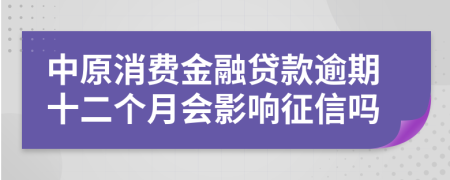 中原消费金融贷款逾期十二个月会影响征信吗