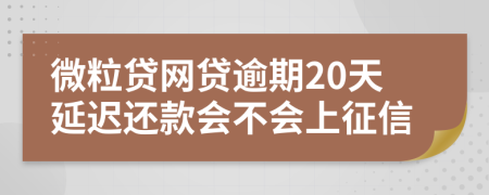 微粒贷网贷逾期20天延迟还款会不会上征信