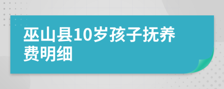 巫山县10岁孩子抚养费明细
