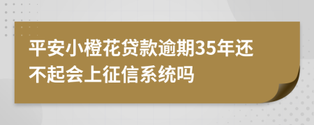 平安小橙花贷款逾期35年还不起会上征信系统吗