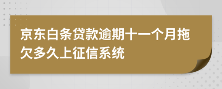 京东白条贷款逾期十一个月拖欠多久上征信系统