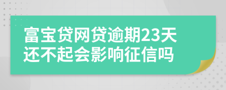 富宝贷网贷逾期23天还不起会影响征信吗