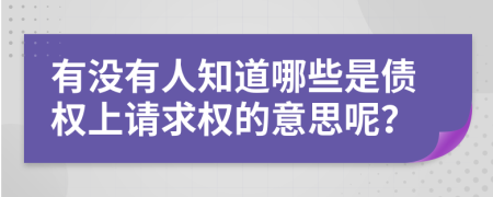 有没有人知道哪些是债权上请求权的意思呢？