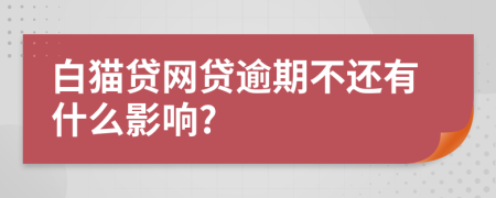 白猫贷网贷逾期不还有什么影响?