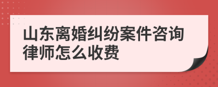 山东离婚纠纷案件咨询律师怎么收费