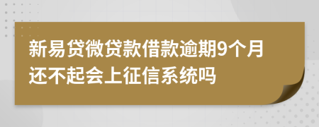 新易贷微贷款借款逾期9个月还不起会上征信系统吗