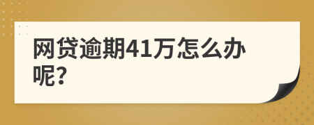 网贷逾期41万怎么办呢？