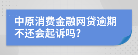 中原消费金融网贷逾期不还会起诉吗?