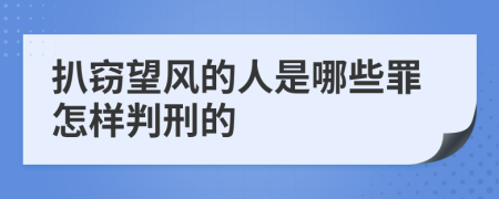 扒窃望风的人是哪些罪怎样判刑的