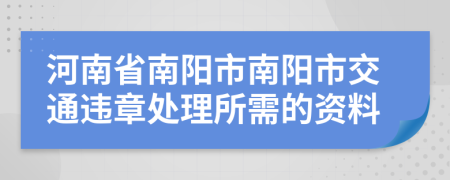 河南省南阳市南阳市交通违章处理所需的资料