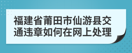 福建省莆田市仙游县交通违章如何在网上处理