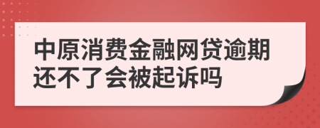 中原消费金融网贷逾期还不了会被起诉吗