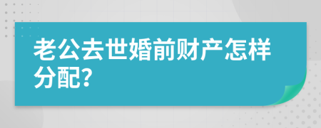 老公去世婚前财产怎样分配？