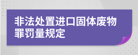 非法处置进口固体废物罪罚量规定