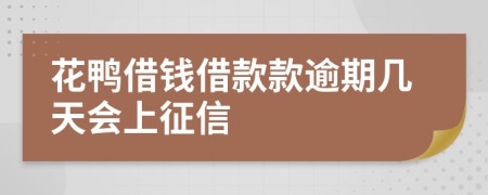 花鸭借钱借款款逾期几天会上征信