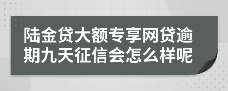 陆金贷大额专享网贷逾期九天征信会怎么样呢