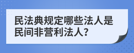 民法典规定哪些法人是民间非营利法人？