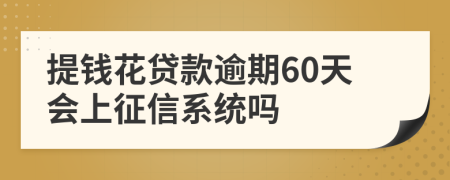 提钱花贷款逾期60天会上征信系统吗