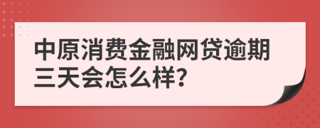 中原消费金融网贷逾期三天会怎么样？