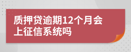 质押贷逾期12个月会上征信系统吗