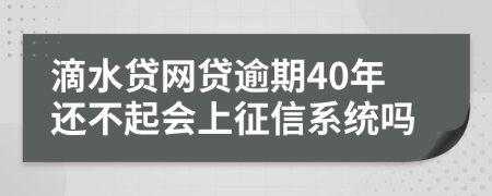 滴水贷网贷逾期40年还不起会上征信系统吗