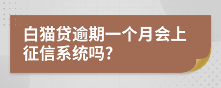 白猫贷逾期一个月会上征信系统吗?