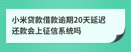 小米贷款借款逾期20天延迟还款会上征信系统吗