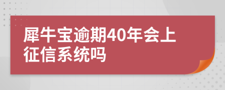 犀牛宝逾期40年会上征信系统吗