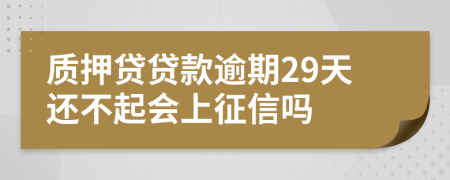 质押贷贷款逾期29天还不起会上征信吗