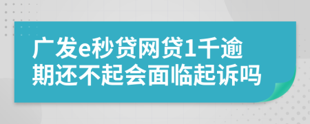 广发e秒贷网贷1千逾期还不起会面临起诉吗
