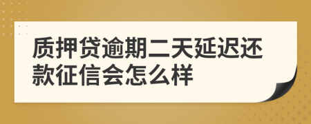 质押贷逾期二天延迟还款征信会怎么样