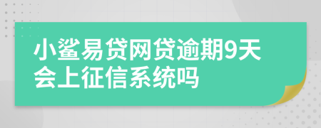 小鲨易贷网贷逾期9天会上征信系统吗