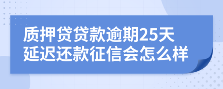 质押贷贷款逾期25天延迟还款征信会怎么样