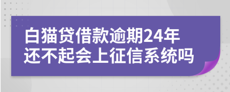 白猫贷借款逾期24年还不起会上征信系统吗