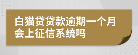 白猫贷贷款逾期一个月会上征信系统吗