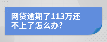 网贷逾期了113万还不上了怎么办?