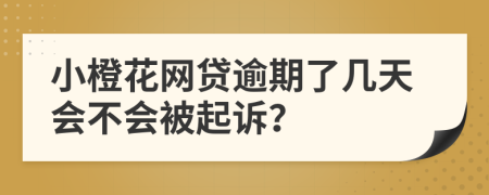 小橙花网贷逾期了几天会不会被起诉？