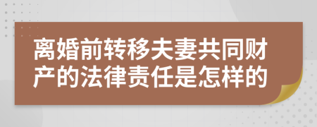 离婚前转移夫妻共同财产的法律责任是怎样的