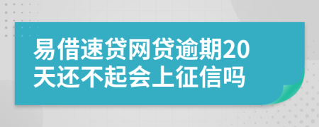 易借速贷网贷逾期20天还不起会上征信吗