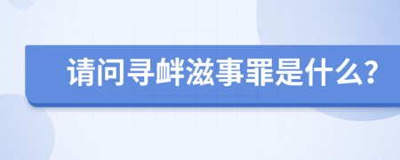 请问寻衅滋事罪是什么？