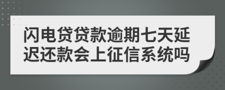 闪电贷贷款逾期七天延迟还款会上征信系统吗