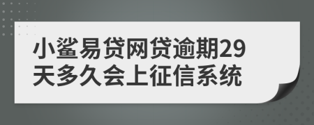 小鲨易贷网贷逾期29天多久会上征信系统