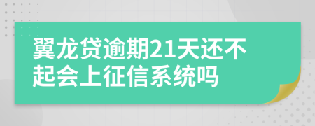 翼龙贷逾期21天还不起会上征信系统吗