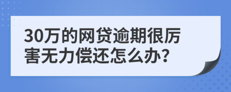 30万的网贷逾期很厉害无力偿还怎么办？