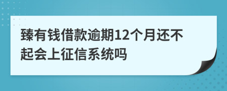 臻有钱借款逾期12个月还不起会上征信系统吗