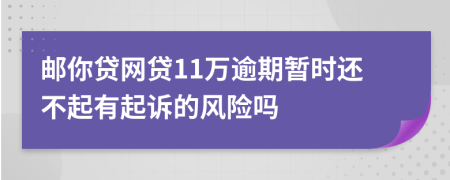 邮你贷网贷11万逾期暂时还不起有起诉的风险吗