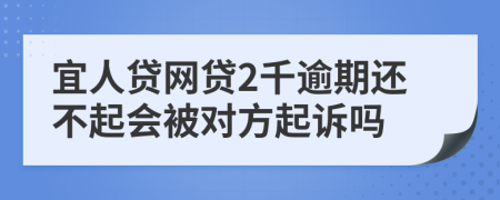 宜人贷网贷2千逾期还不起会被对方起诉吗